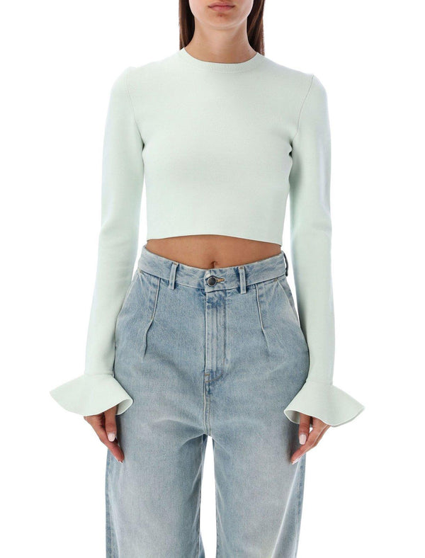 J.W. Anderson Ruffle Detailed Ribbed Cropped Top - Women - Piano Luigi