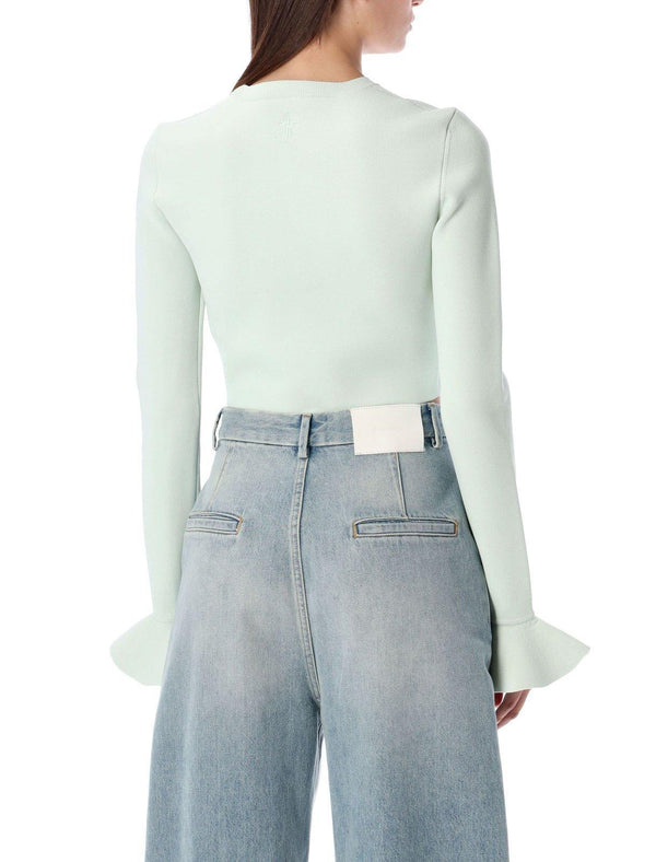 J.W. Anderson Ruffle Detailed Ribbed Cropped Top - Women - Piano Luigi