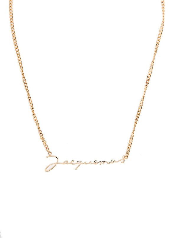 Jacquemus Gold-tone Le Chaine Necklace With Logo Plaque In Brass Woman - Women - Piano Luigi