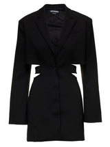 Jacquemus le Robe Bari Black Blazer Mini Dress With Cut-out Detail In Wool Woman - Women - Piano Luigi