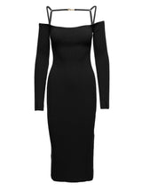 Jacquemus le Robe Sierra Long Black Ribbed Off-the-shoulder Dress In Viscose Blend Woman - Women - Piano Luigi