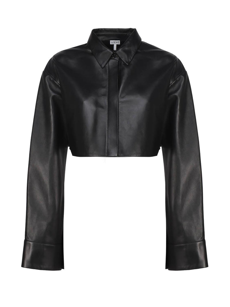 Loewe Crop-top Shirt In Leather - Women - Piano Luigi