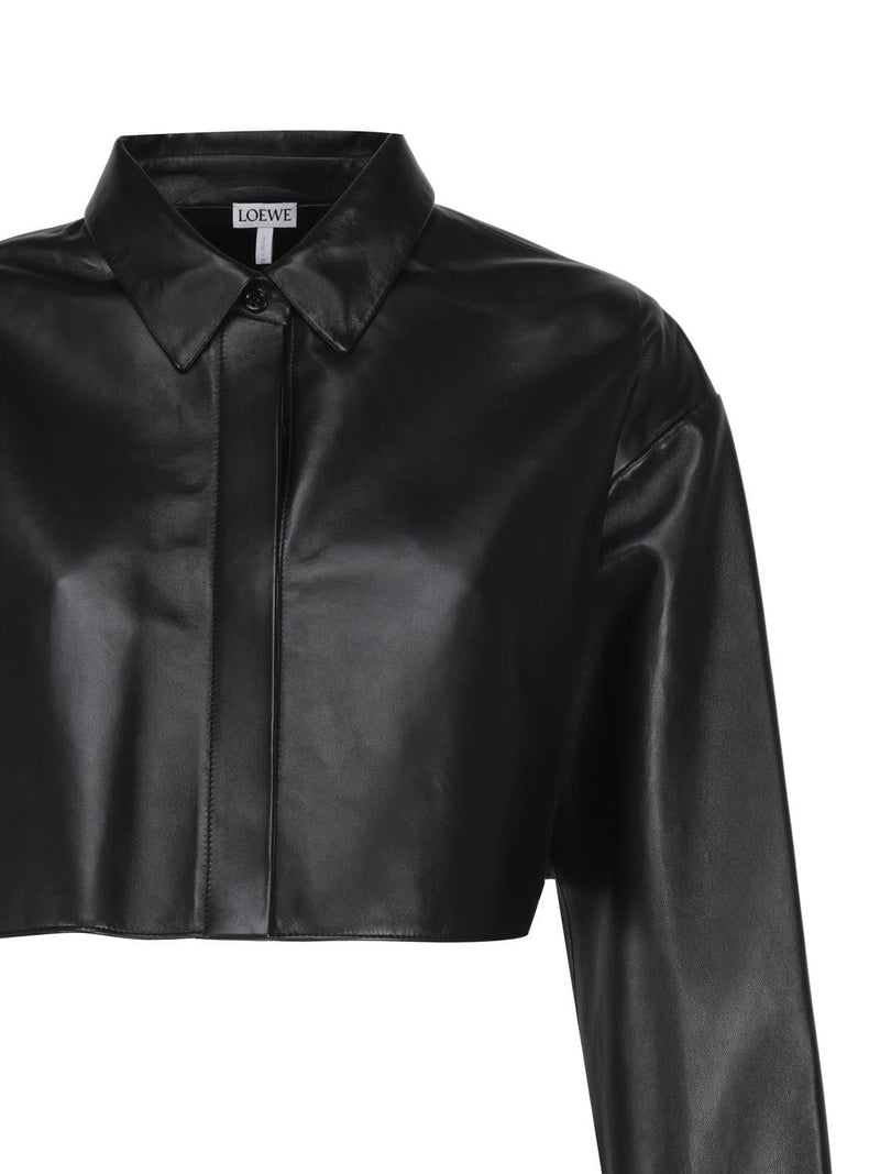 Loewe Crop-top Shirt In Leather - Women - Piano Luigi