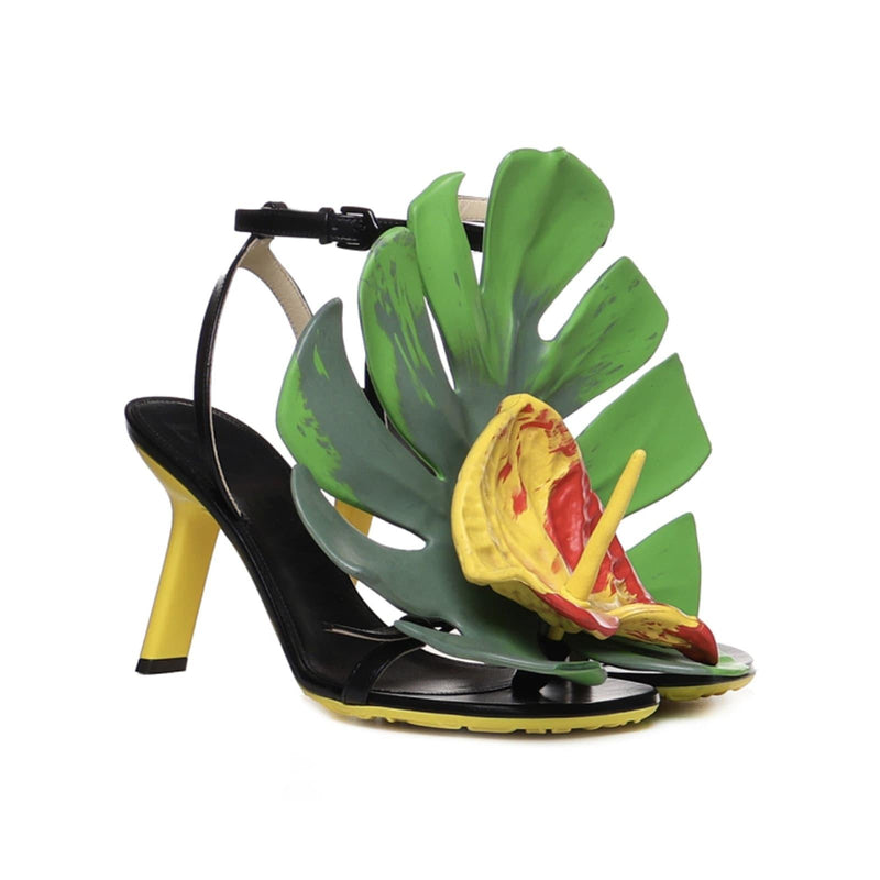 Loewe Petal Monstera Leather Sandals - Women - Piano Luigi