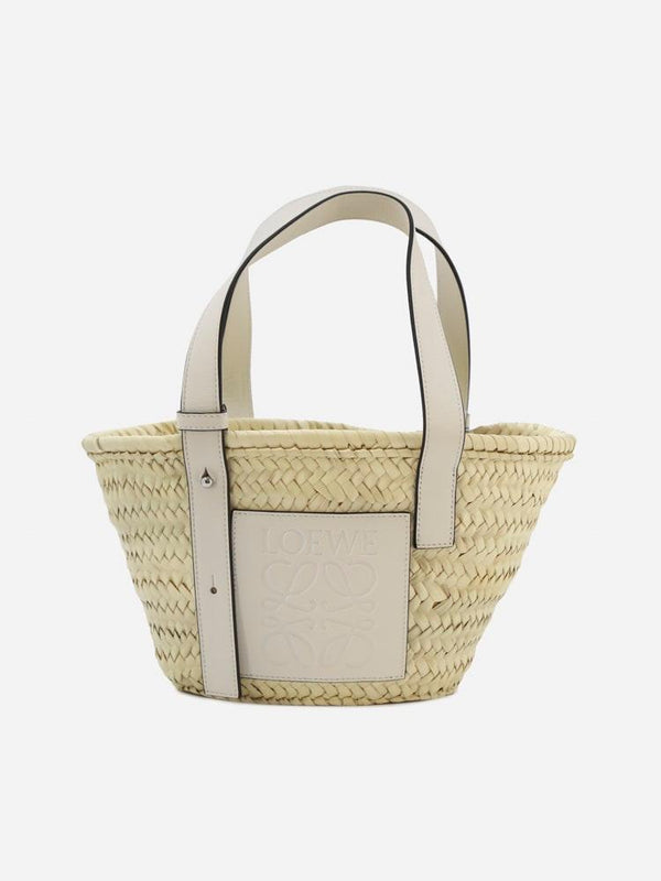 Loewe Small Basket Bag In Palm Leaf And Leather - Women - Piano Luigi