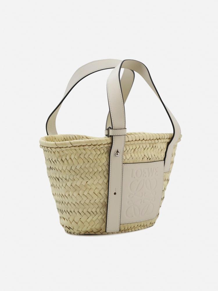 Loewe Small Basket Bag In Palm Leaf And Leather - Women - Piano Luigi