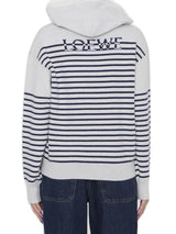 Loewe Striped Drawstring Knitted Hoodie - Women - Piano Luigi