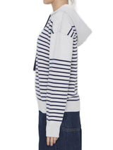 Loewe Striped Drawstring Knitted Hoodie - Women - Piano Luigi