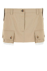 Miu Miu Camel Cotton Mini Skirt - Women - Piano Luigi