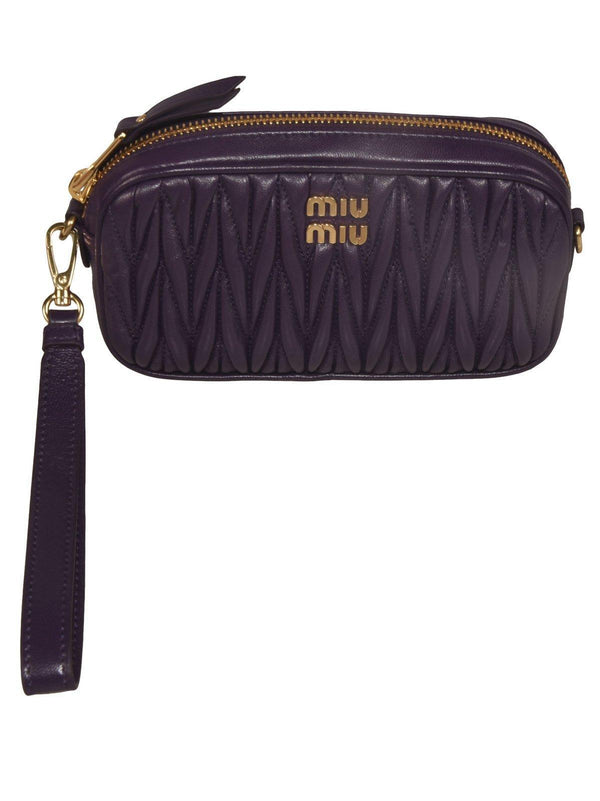 Miu Miu Logo-plaque Zipped Clutch Bag - Women - Piano Luigi