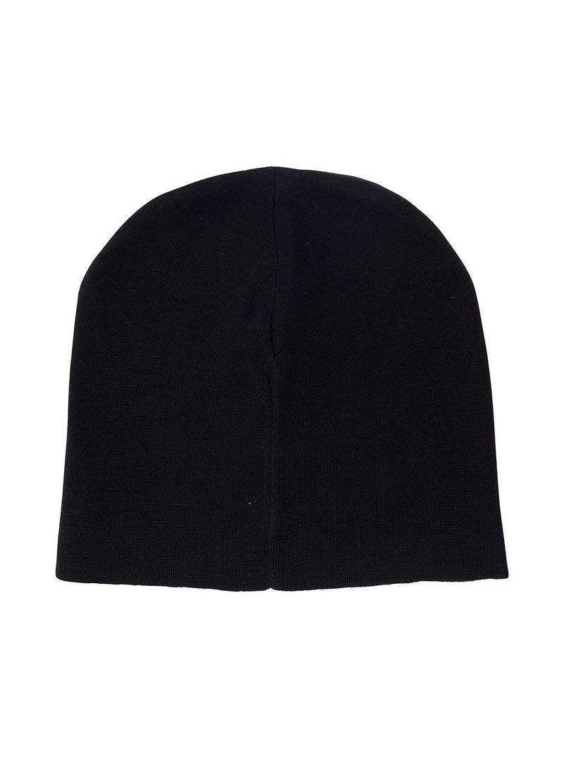 Moncler Black Beanie With Heart-shaped Logo Patch In Wool Blend Man - Men - Piano Luigi