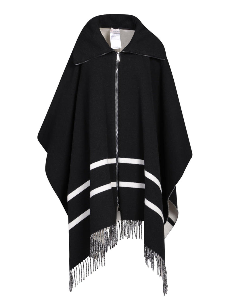 Moncler Black Fringed Cape - Women - Piano Luigi