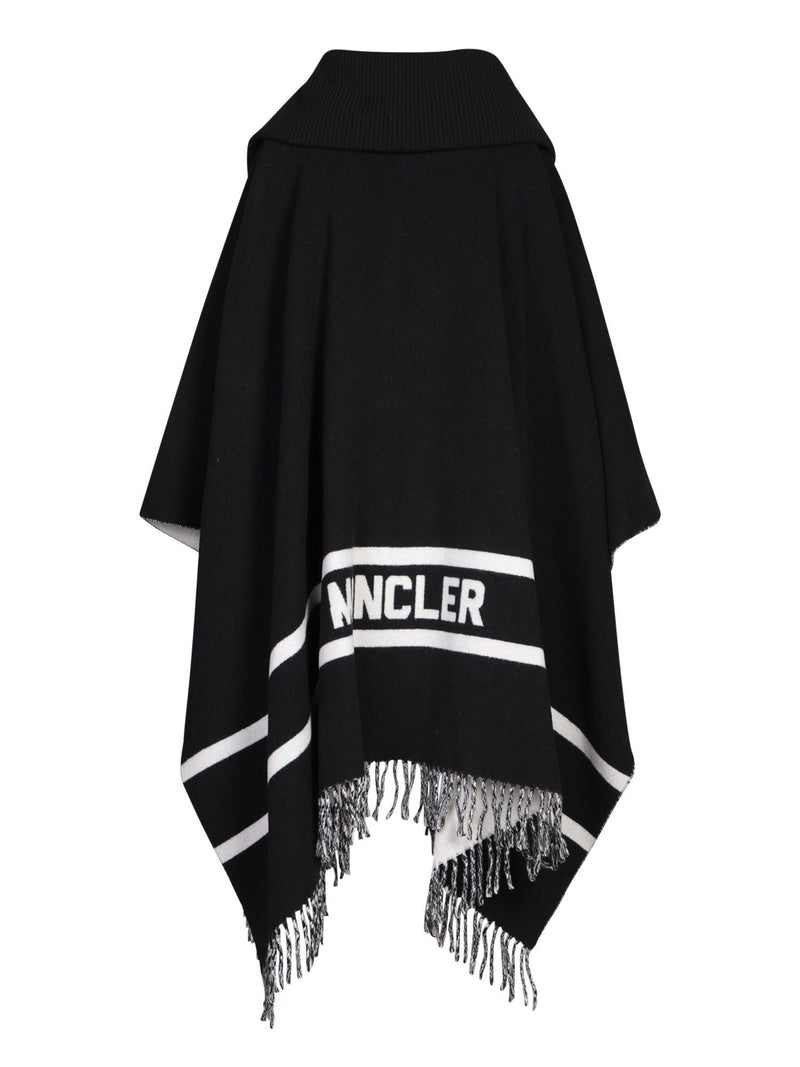 Moncler Black Fringed Cape - Women - Piano Luigi