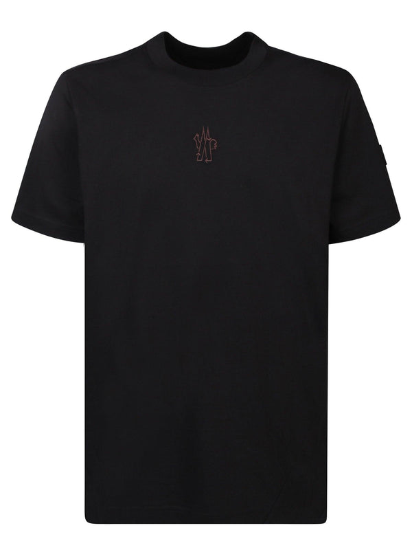 Moncler Embroidered Logo Black T-shirt - Men - Piano Luigi