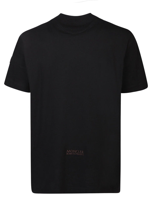 Moncler Embroidered Logo Black T-shirt - Men - Piano Luigi