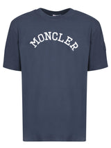 Moncler Embroidered Logo Blue T-shirt - Men - Piano Luigi