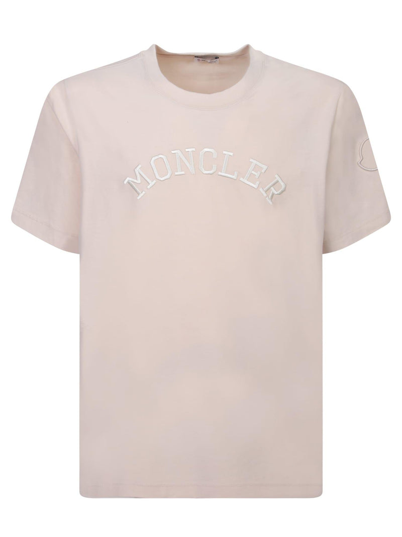 Moncler Embroidered Logo Taupe T-shirt - Men - Piano Luigi