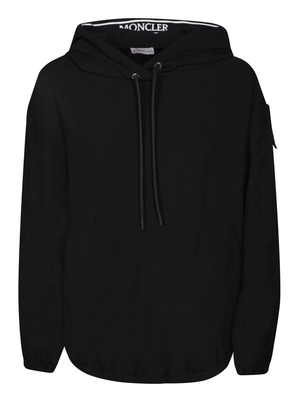 Moncler Logo On The Sleeve Black Hoodie - Women - Piano Luigi