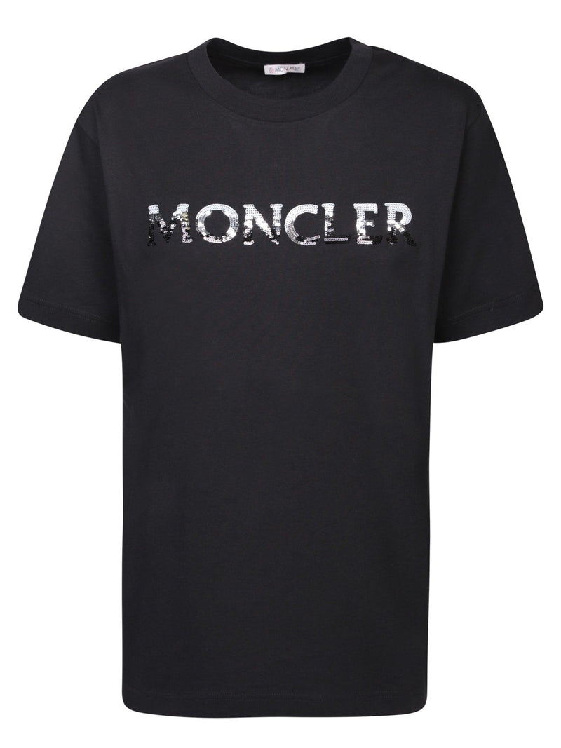 Moncler Logo Short Sleeves Black T-shirt - Women - Piano Luigi