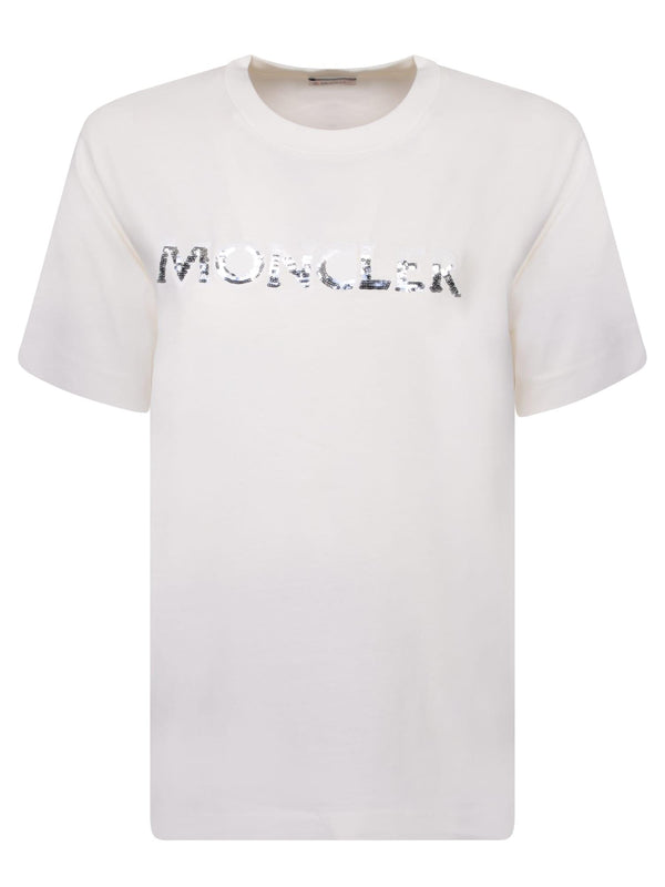 Moncler Logo Short Sleeves White T-shirt - Women - Piano Luigi