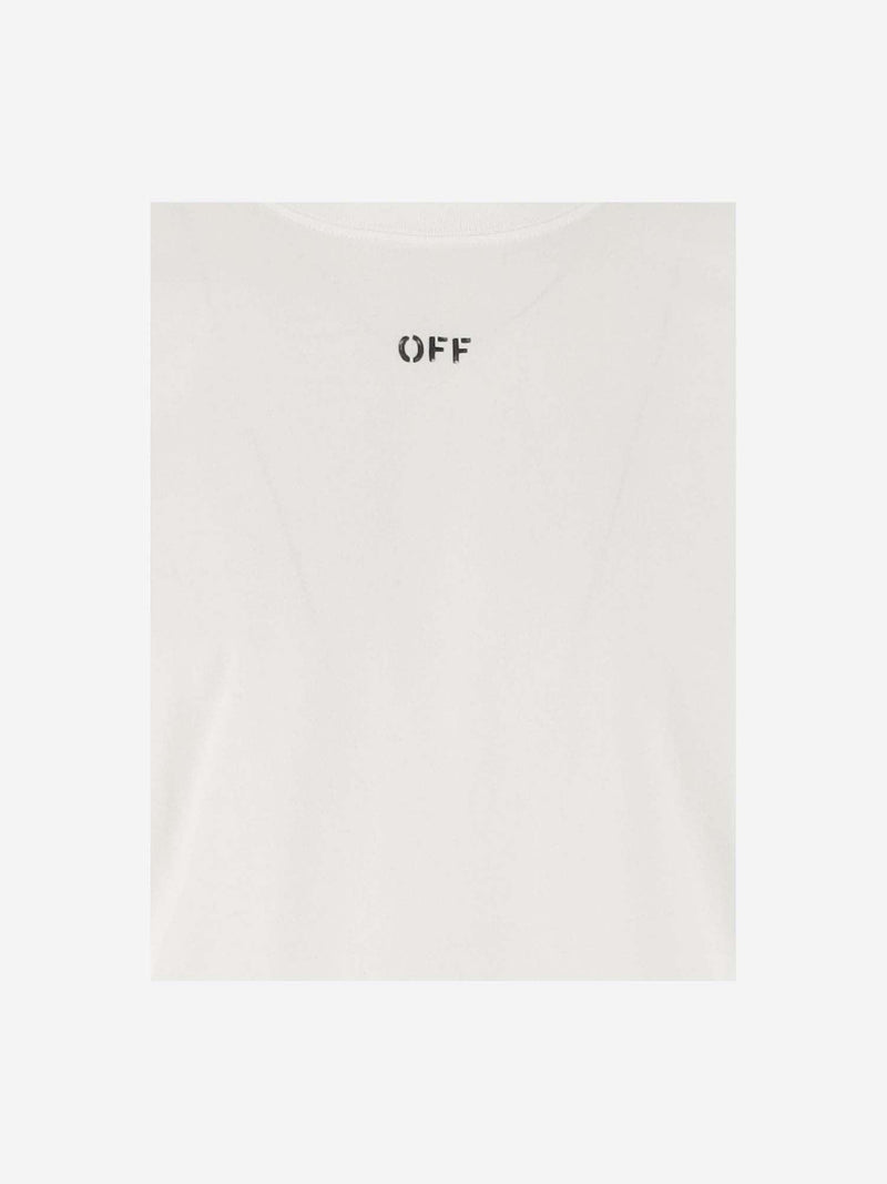 Off-White Cotton Crop T-shirt With Logo - Men - Piano Luigi