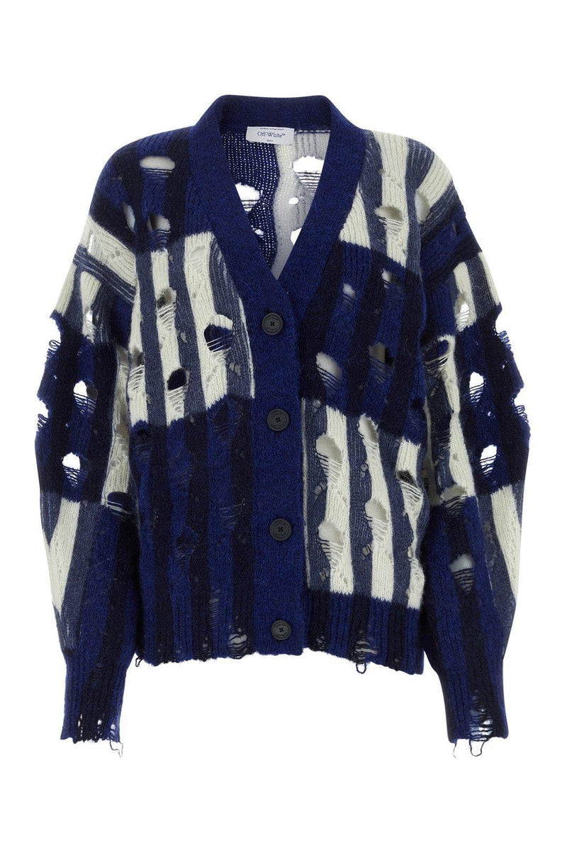 Off-White Distressed Knitted Cardigan - Women - Piano Luigi