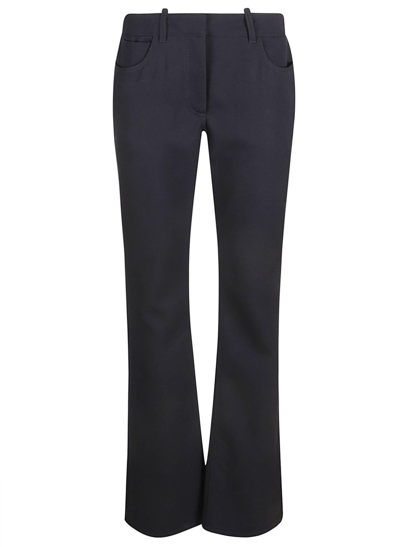 Off-White Dry Wool Slim Flared Trousers - Women - Piano Luigi