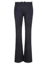 Off-White Dry Wool Slim Flared Trousers - Women - Piano Luigi