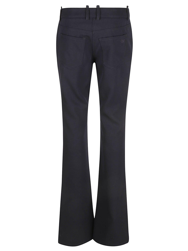 Off-White Dry Wool Slim Flared Trousers - Women - Piano Luigi