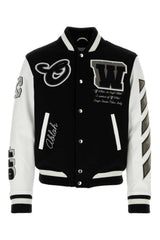 Off-White Lea Appliqu? Long-sleeved Varsity Jacket - Men - Piano Luigi