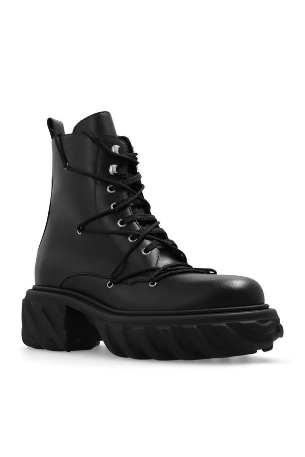 Off-White Leather Ankle Boots - Women - Piano Luigi