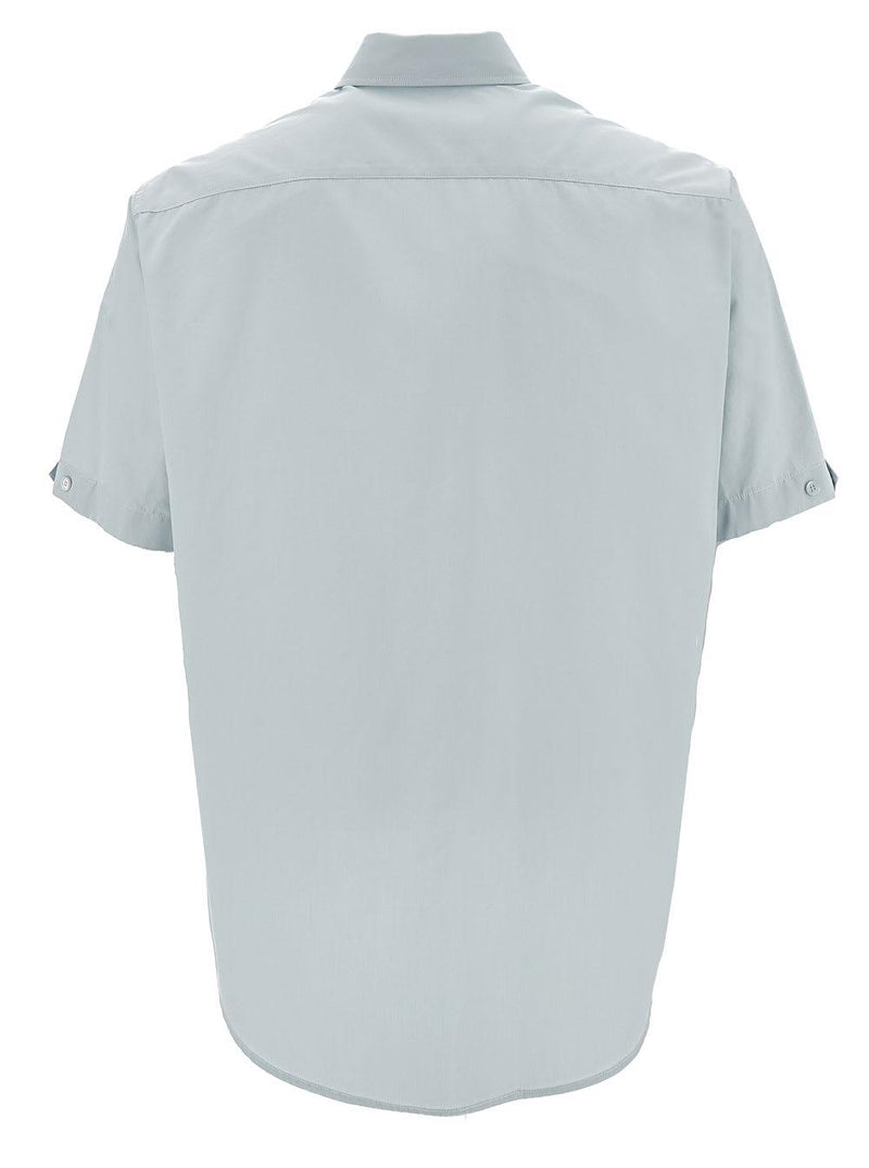 Off-White Light Blue Short Sleeve Shirt With Button-down Collar In Cotton Man - Men - Piano Luigi