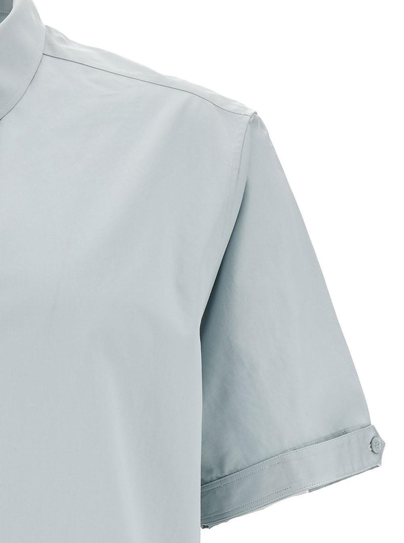 Off-White Light Blue Short Sleeve Shirt With Button-down Collar In Cotton Man - Men - Piano Luigi