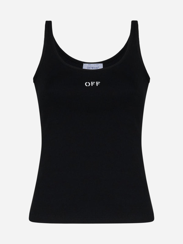 Off-White Logo Rib-knit Cotton Tank Top - Women - Piano Luigi