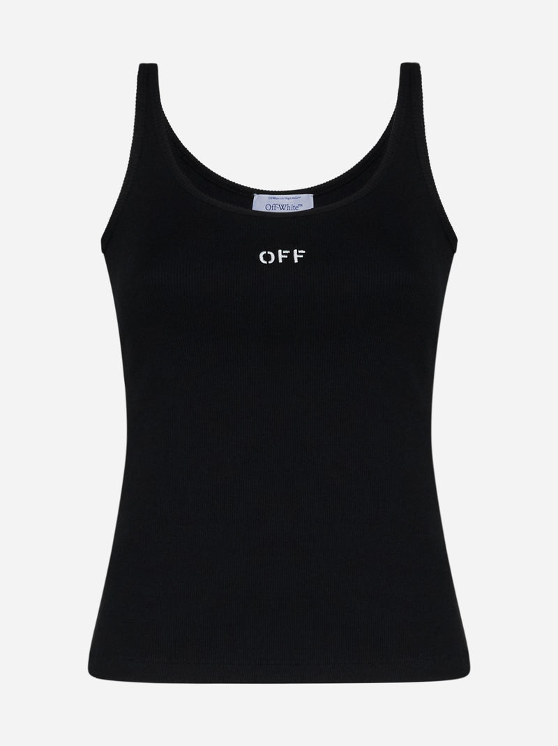 Off-White Logo Rib-knit Cotton Tank Top - Women - Piano Luigi