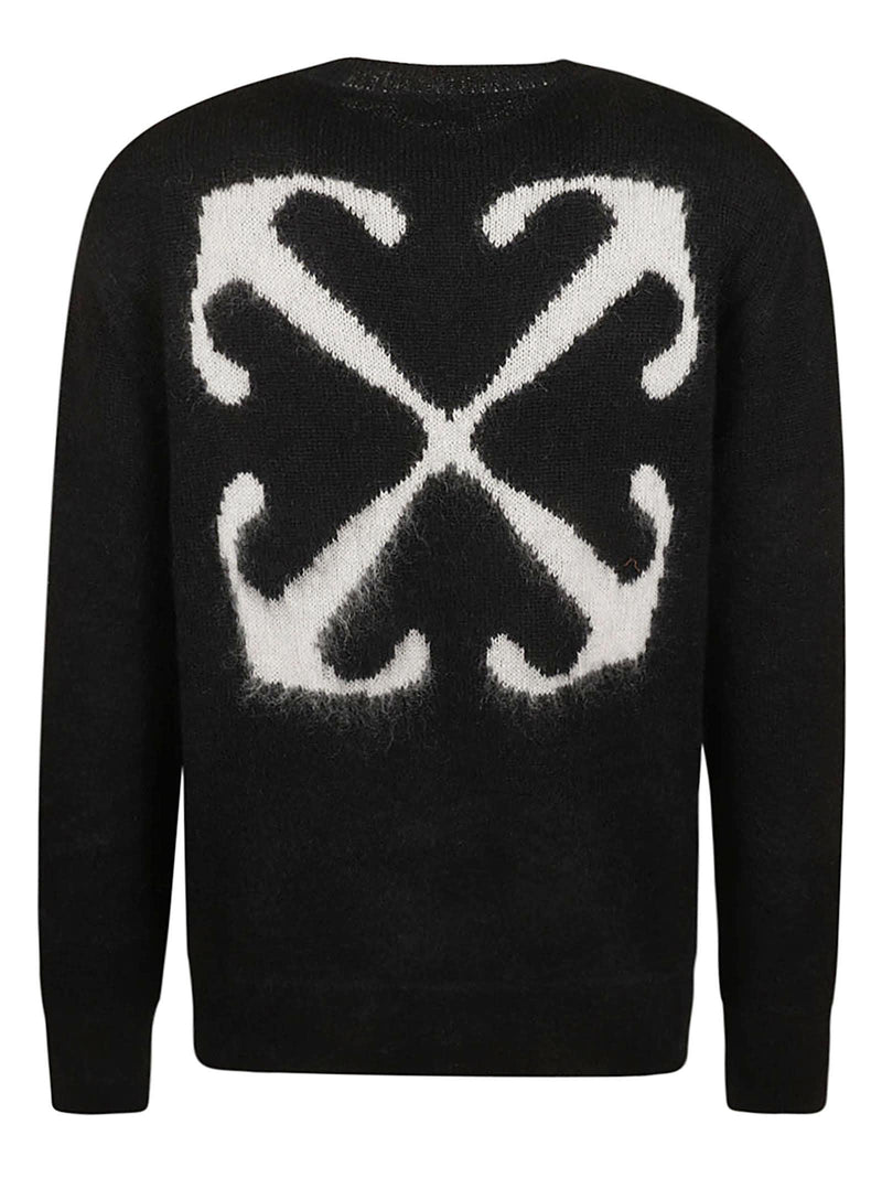 Off-White Mohair Arrow Knit Crewneck Sweater - Men - Piano Luigi