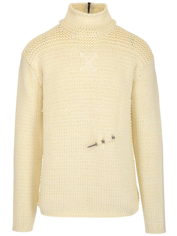 Off-White Nail-embellished Ribbed Sweater - Men - Piano Luigi