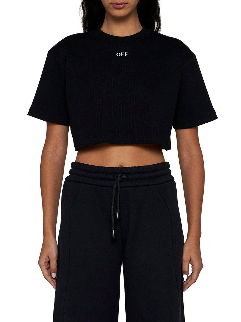 Off-White Off-stamp Crewneck Cropped T-shirt - Women - Piano Luigi