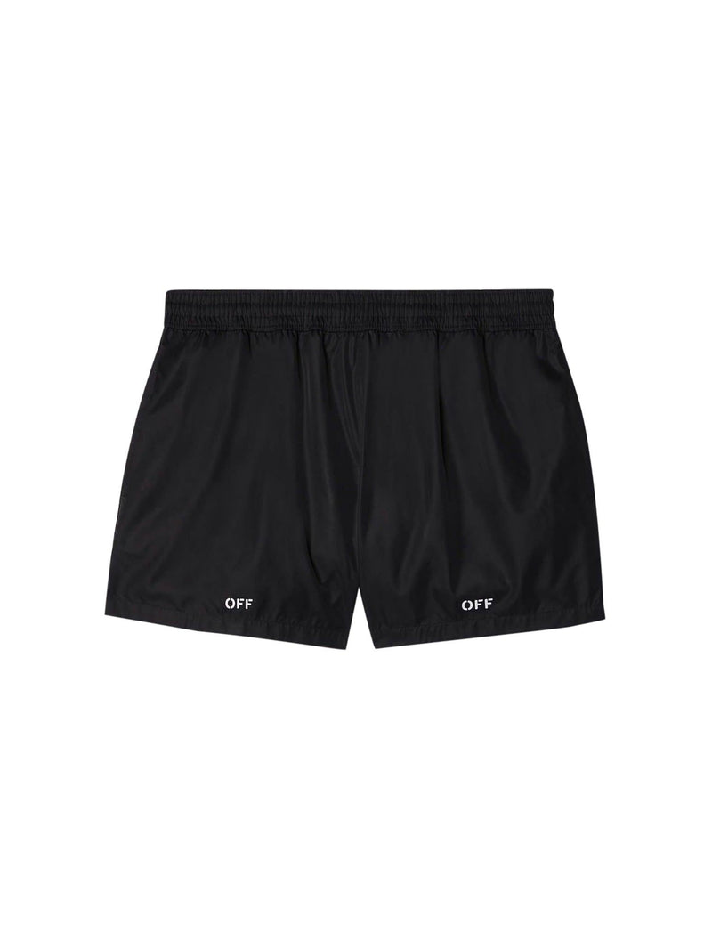 Off-White Off Stamp Swimshorts Black White - Men - Piano Luigi