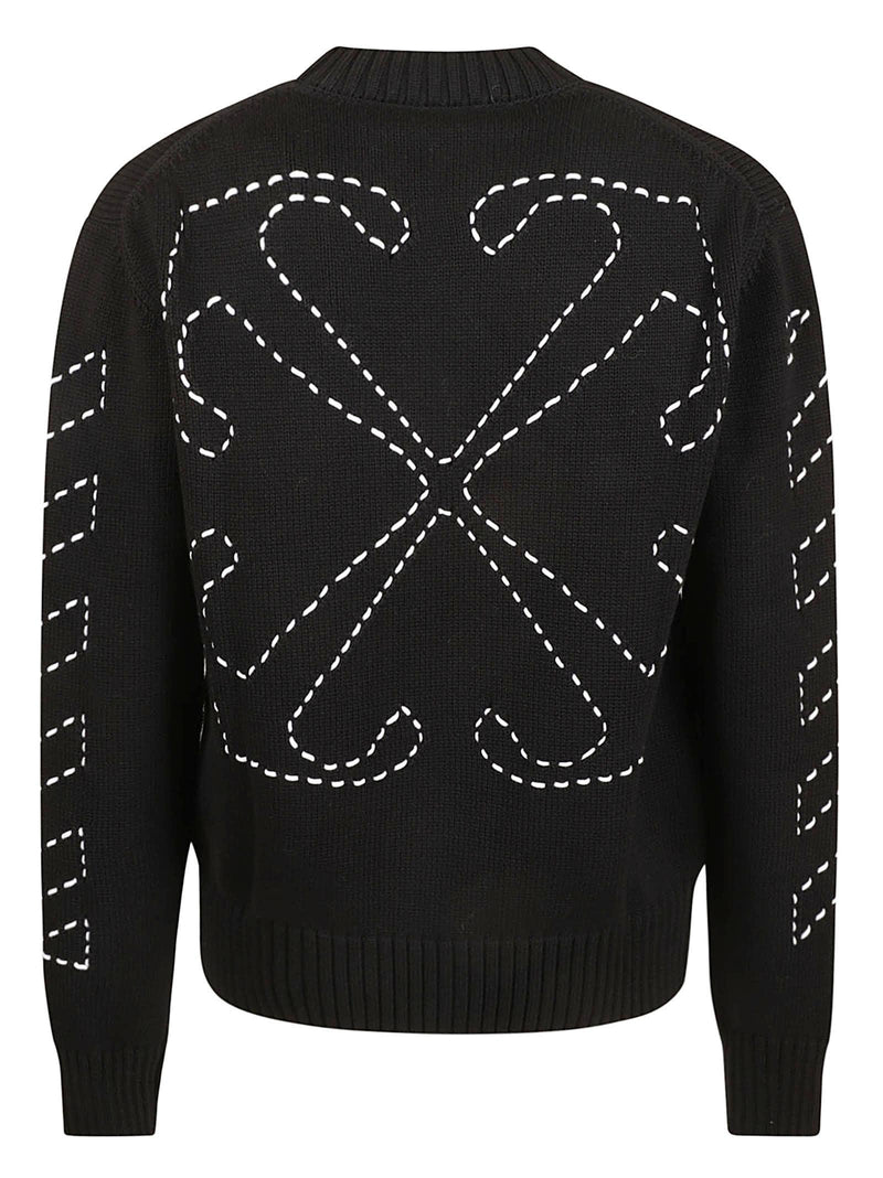 Off-White Stitched Diag Knit Crewneck Sweater - Men - Piano Luigi