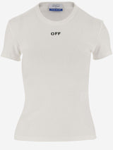 Off-White Stretch Cotton T-shirt With Logo - Women - Piano Luigi