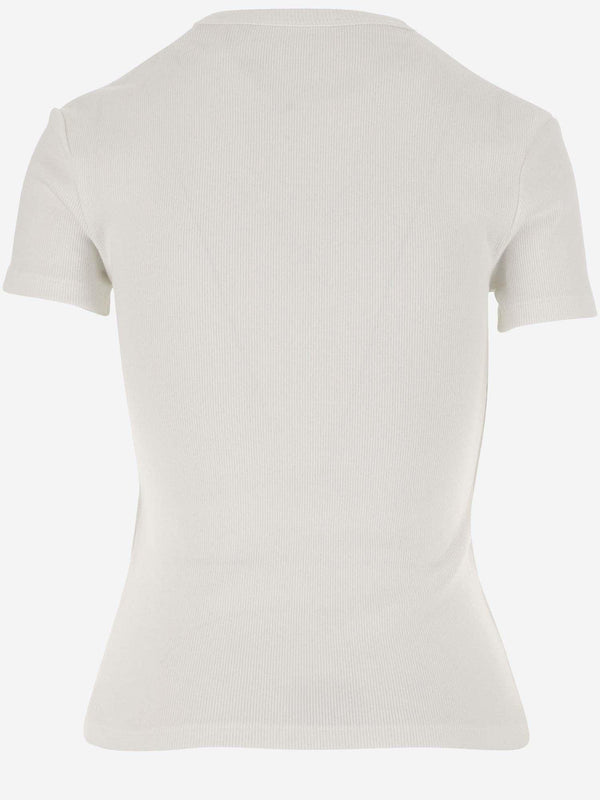 Off-White Stretch Cotton T-shirt With Logo - Women - Piano Luigi
