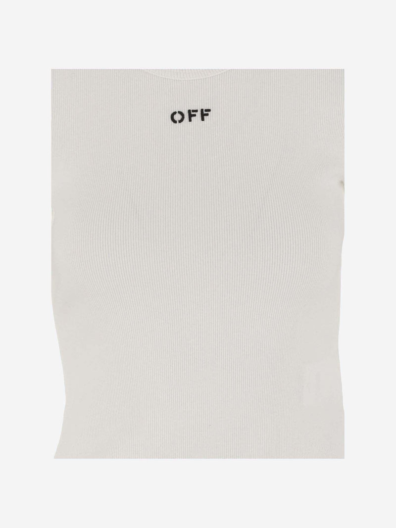 Off-White Stretch Cotton T-shirt With Logo - Women - Piano Luigi