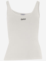 Off-White Stretch Cotton Tank Top With Logo - Women - Piano Luigi