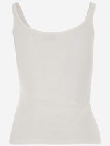 Off-White Stretch Cotton Tank Top With Logo - Women - Piano Luigi