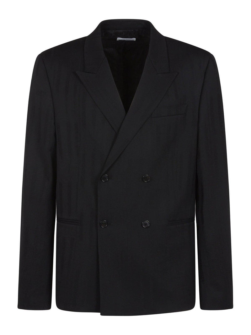 Off-White Striped Double-breasted Blazer - Men - Piano Luigi