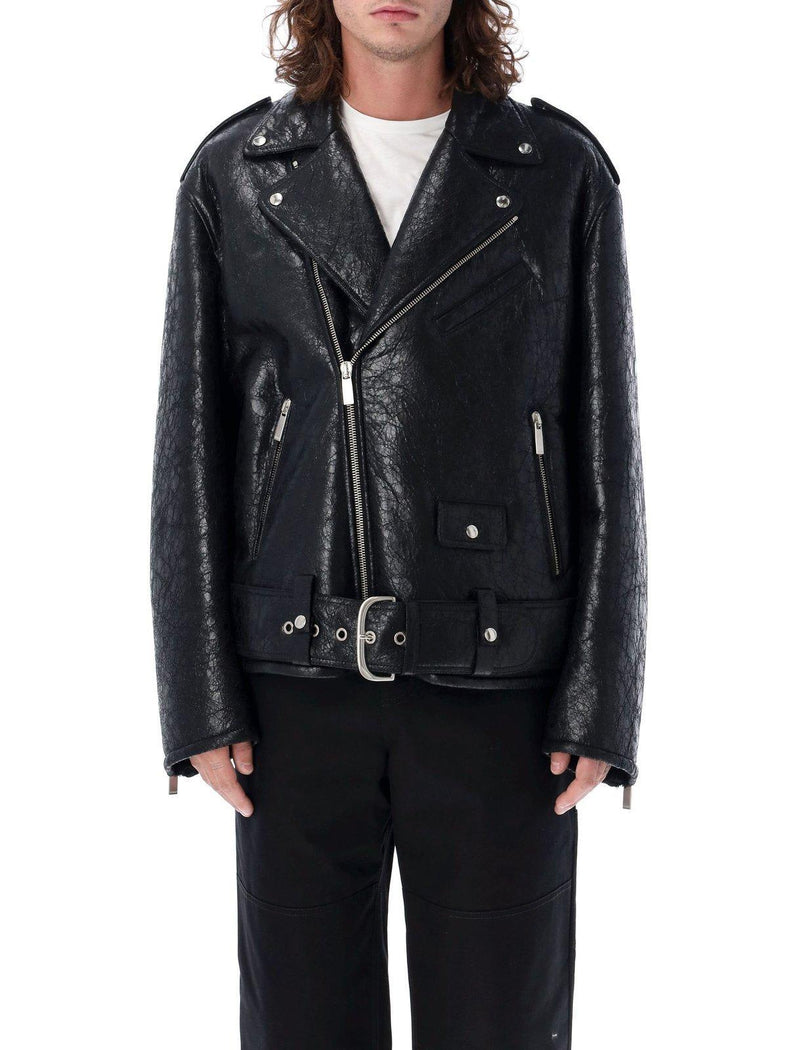 Off-White Zip Detailed Belted Biker Jacket - Men - Piano Luigi