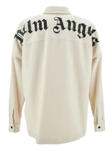 Palm Angels Black And White Overshirt With Check And Logo Print In Cotton Man - Men - Piano Luigi