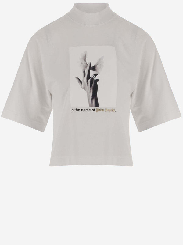 Palm Angels Crop T-shirt With Print - Women - Piano Luigi