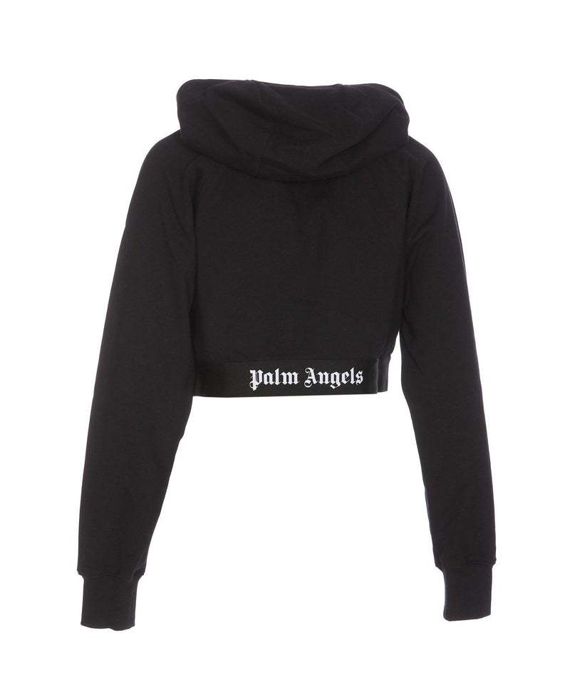 Palm Angels Logo Cropped Zip Hoodie - Women - Piano Luigi